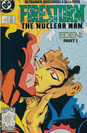 Firestorm, the Nuclear Man 77 published by DC with cover art by Joe Brozowski