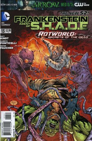 Frankenstein, Agent of S.H.A.D.E. 13 published by DC with cover art by Alberto Ponticelli