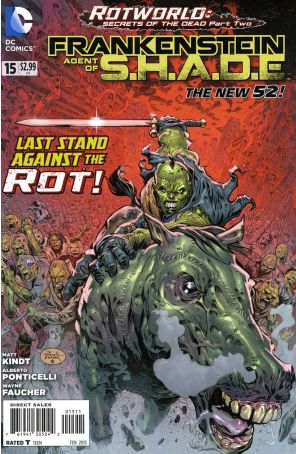 Frankenstein, Agent of S.H.A.D.E. 15 published by DC with cover art by Alberto Ponticelli
