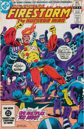 The Fury of Firestorm 15 published by DC with cover art by Pat Broderick