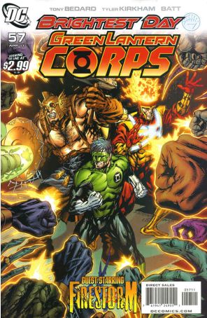 Green Lantern Corps (2nd Series) 57 published by DC with cover art by Tyler Kirkham