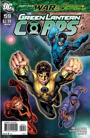 Green Lantern Corps (2nd Series) 59 published by DC with cover art by Aaron Lopestri
