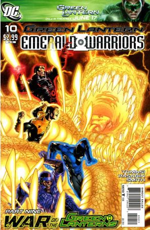 Green Lantern: Emerald Warriors 10 published by DC with cover art by Miguel Sepulveda
