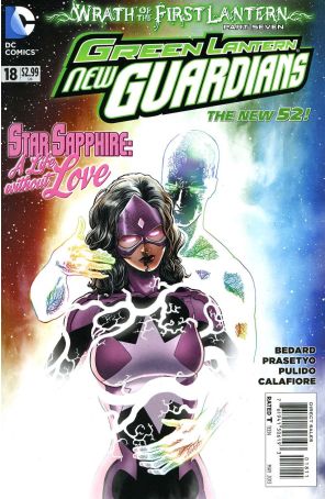 Green Lantern: New Guardians 18 published by DC with cover art by Aaron Kuder