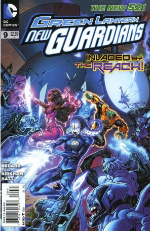 Green Lantern: New Guardians 9 published by DC with cover art by Tyler Kirkham