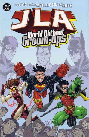 JLA: World without Grown-Ups TPB 1 published by DC with cover art by Lary Stucker
