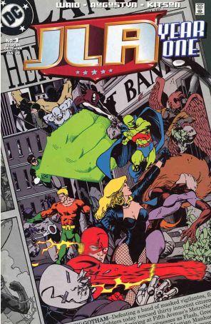 JLA: Year One 1 published by DC with cover art by Barry Kitson
