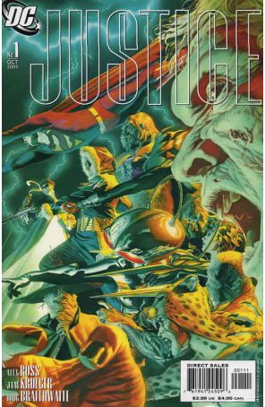Justice (DC) 1A published by DC with cover art by Alex Ross