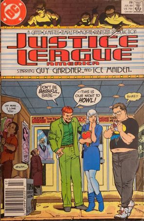 Justice League America 28 (Newsstand) published by DC with cover art by Kevin Maguire