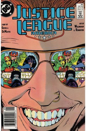 Justice League America 30 (Newsstand) published by DC with cover art by Kevin Maguire