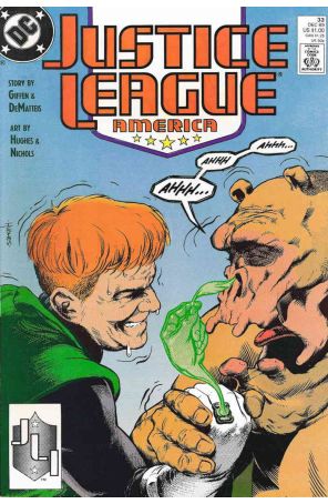 Justice League America 33 published by DC with cover art by Adam Hughes