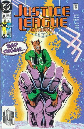 Justice League America 36 (2nd) published by DC with cover art by Adam Hughes