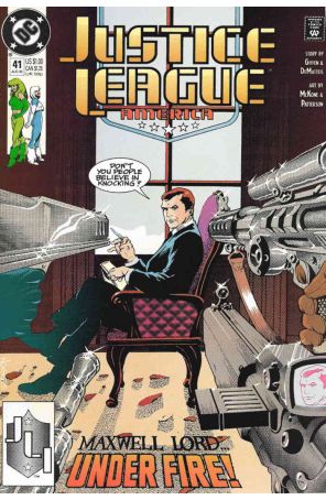 Justice League America 41 published by DC with cover art by Adam Hughes