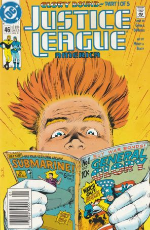 Justice League America 46 (Newsstand) published by DC with cover art by Adam Hughes