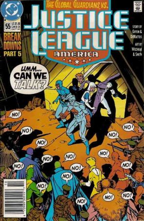 Justice League America 55 (Newsstand) published by DC with cover art by Chris Sprouse