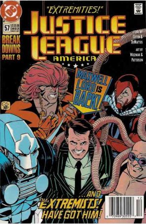 Justice League America 57 (Newsstand) published by DC with cover art by Chris Sprouse
