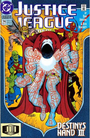 Justice League America 74 published by DC with cover art by Dan Jurgens