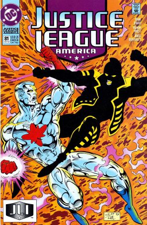 Justice League America 81 published by DC with cover art by Kevin West