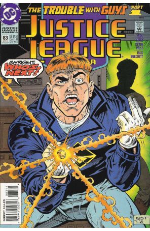 Justice League America 83 published by DC with cover art by Kevin West