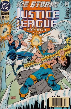 Justice League America 85 (Newsstand) published by DC with cover art by Kevin West