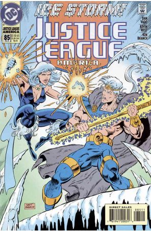 Justice League America 85 published by DC with cover art by Kevin West