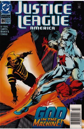 Justice League America 86 (Newsstand) published by DC with cover art by Tom Raney
