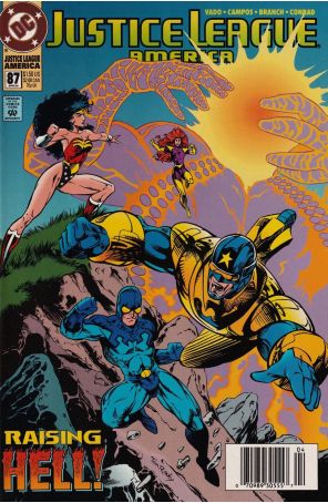 Justice League America 87 (Newsstand) published by DC with cover art by Tom Raney