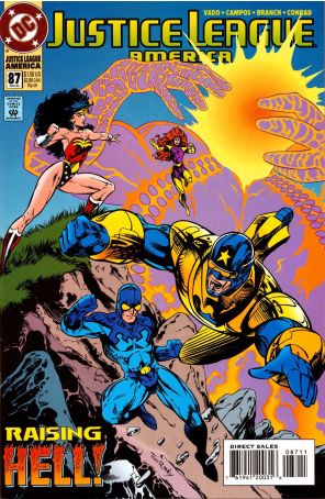 Justice League America 87 published by DC with cover art by Tom Raney