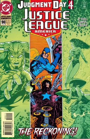Justice League America 90 published by DC with cover art by Marc Campos
