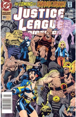 Justice League America 99 (Newsstand) published by DC with cover art by Chuck Wojtkiewicz