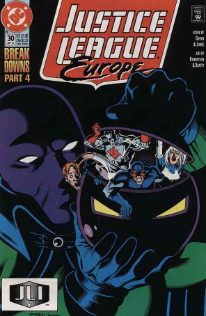 Justice League Europe 30 published by DC with cover art by Chris Sprouse