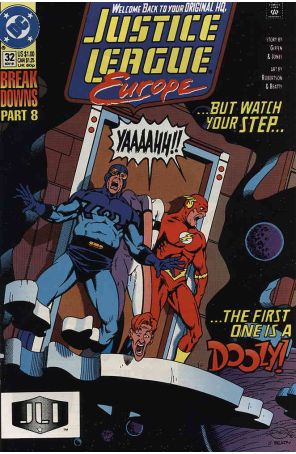 Justice League Europe 32 published by DC with cover art by Darick Robertson