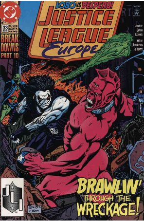 Justice League Europe 33 published by DC with cover art by Darick Robertson
