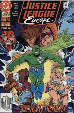 Justice League Europe 35 published by DC with cover art by Darick Robertson