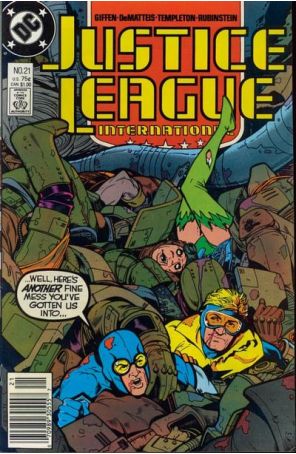 Justice League International 21 (Newsstand) published by DC with cover art by Keith Giffen