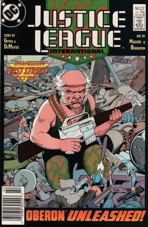 Justice League International 22 (Newsstand) published by DC with cover art by Kevin Maguire