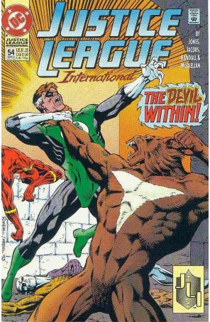 Justice League International 54 published by DC with cover art by Ron Randall