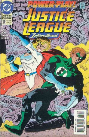 Justice League International 59 published by DC with cover art by Chuck Wojtkiewicz
