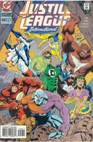 Justice League International 60 published by DC with cover art by Chuck Wojtkiewicz