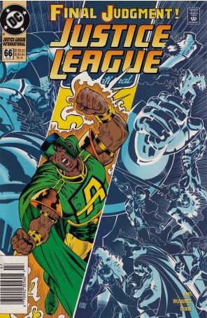 Justice League International 66 (Newsstand) published by DC with cover art by Chuck Wojtkiewicz