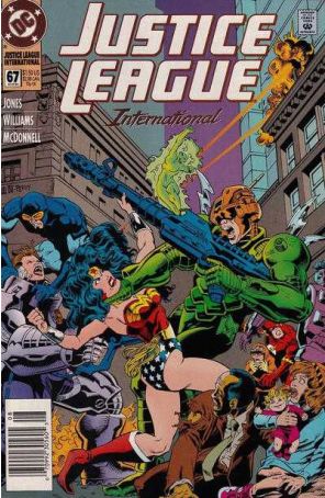 Justice League International 67 (Newsstand) published by DC with cover art by Chuck Wojtkiewicz