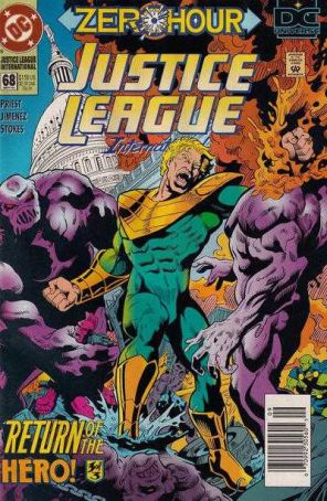 Justice League International 68 (Newsstand) published by DC with cover art by Chuck Wojtkiewicz