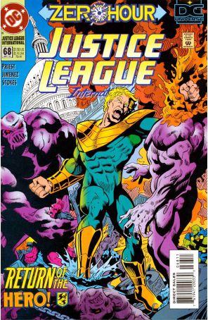 Justice League International 68 published by DC with cover art by Chuck Wojtkiewicz