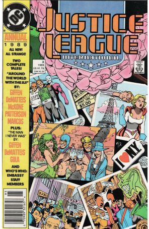 Justice League International Annual 3 (Newsstand) published by DC with cover art by Kevin Maguire