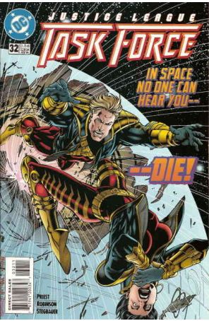Justice League Task Force 32 published by DC with cover art by Chris Batista and Chip Wallace