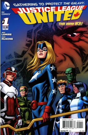 Justice League United 1 published by DC with cover art by Mike McKone