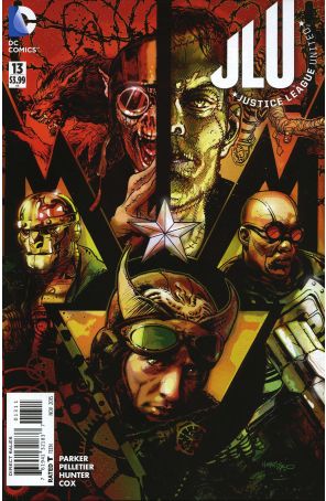 Justice League United 13 published by DC with cover art by Tony Harris