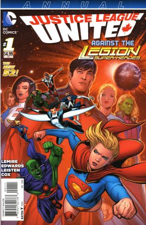 Justice League United Annual 1 published by DC with cover art by Neil Edwards