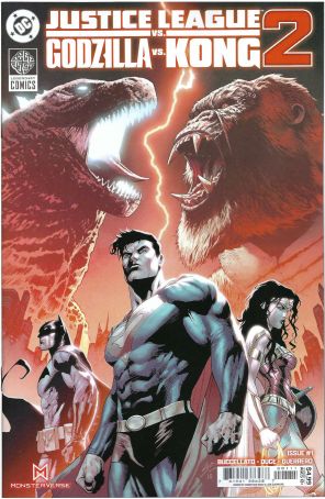 Justice League Vs. Godzilla Vs. Kong 2 1A published by DC with cover art by Christian Duce