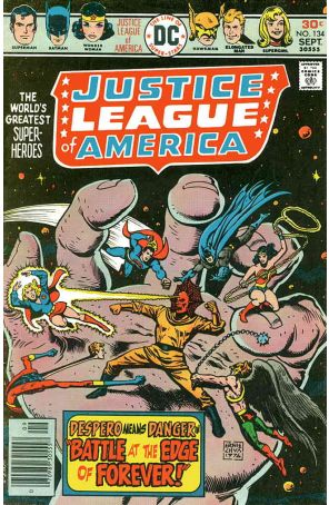 Justice League of America 134 published by DC with cover art by Ernie Chan